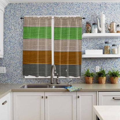 Farm Gray Green Brown Wood Grain Window Valance Curtains, Rustic Wooden Plank - Image 8
