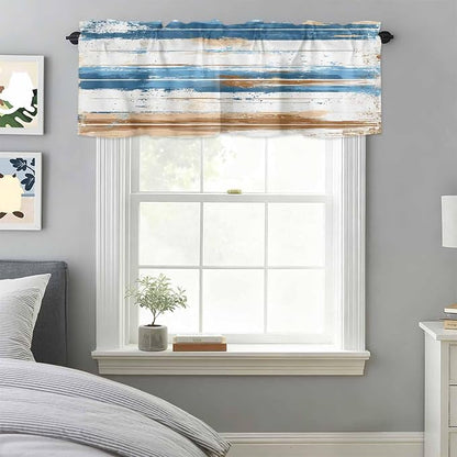 Vintage Blue Valances for Windows, 1 Panel - Image 3