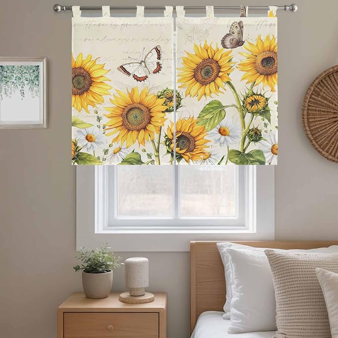 Farm Sunflowers Bedroom Curtains 63 Inch Length, Window Curtains Tab Top - Image 9
