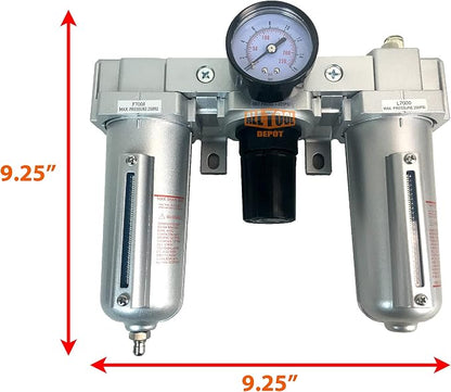 3/4" NPT HEAVY DUTY Compressed Air In Line Filter Regulator Lubricator Oiler - Image 2