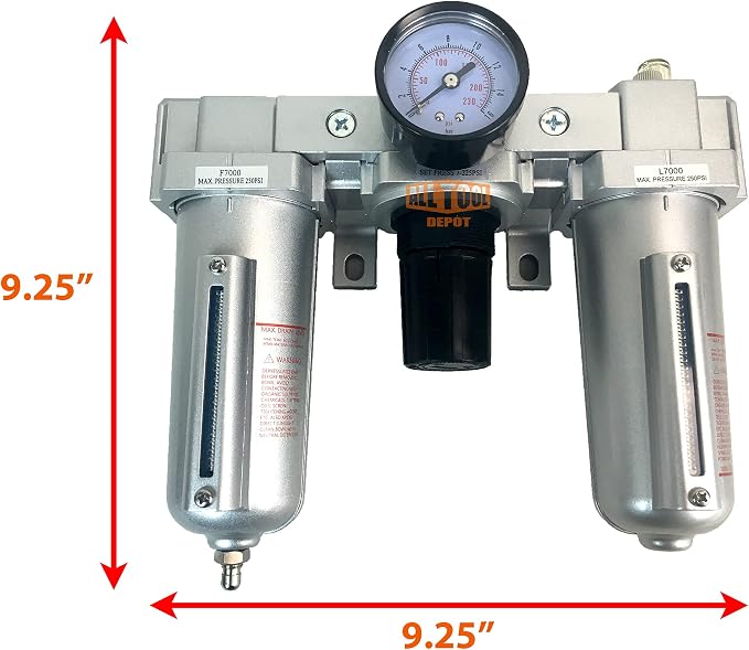 1/2" NPT HEAVY DUTY Compressed Air In Line Filter Regulator Lubricator Oiler - Image 2