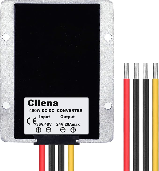Cllena DC 36V 48V Step Down to 24V 20A 480W Converter Voltage Reducer, Waterproof DC/DC Buck Transformer Power Supply