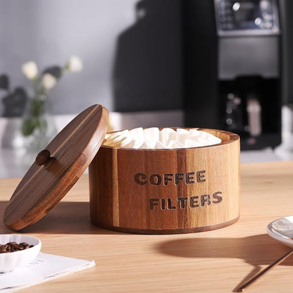 Acacia Wood Coffee Filter Holder and Storage - Image 8