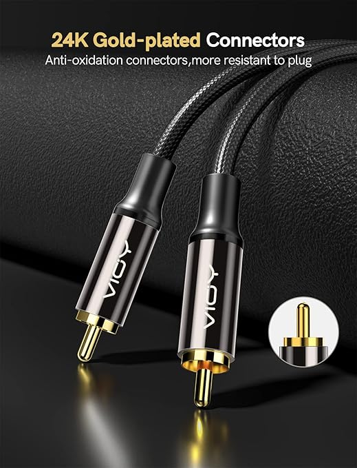 VIOY Coaxial Digital Audio Cable (10 FT/3 M), Subwoofer Cable RCA Male to Male HiFi 5.1 SPDIF Stereo Coaxial Audio Cable for Home Theater, HDTV, Amplifier Speaker Soundbar