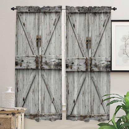 Vintage Gate Living Room Curtains 72 Inches length, Farmhouse Wooden Grain - Image 2