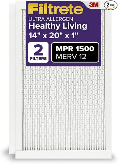 Filtrete 14x20x1 AC Furnace Air Filter, MERV 12, MPR 1500, CERTIFIED asthma & by Filtrete