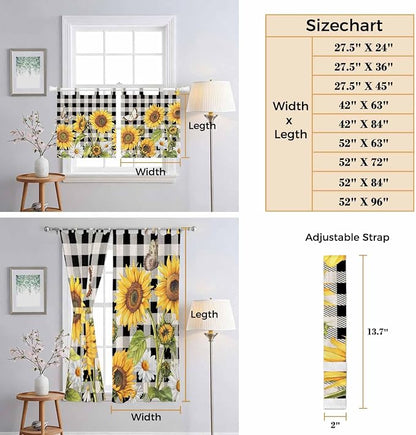 Sunflowers Kitchen Curtains 36 Inch Length, Small Window Curtains Tab Top - Image 8