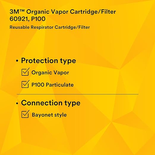 3M 60921 P100 Respirator Cartridge/Filter, NIOSH Approved, 1 Pair, Helps - Image 10