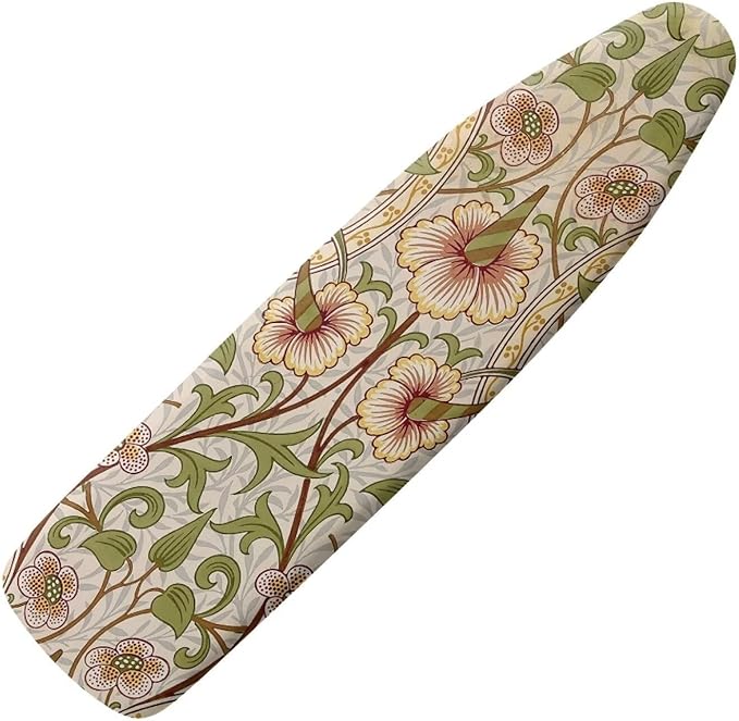 ZCFYGDX William Morris Art Ironing Board Covers,Stain Resistant & Anti-Scorch Elastic Edges Nylon Buckle Straps Hook & Loop Fastener Strap,Easy Install of Protective Decorative Cover 15x48 Inch