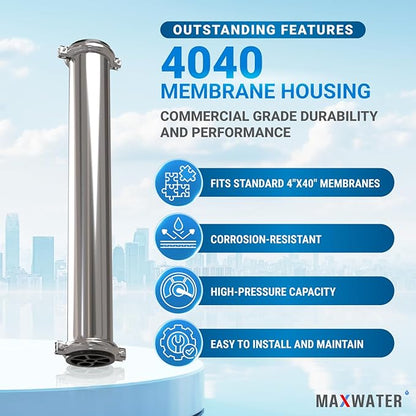 Max Water - Heavy Duty - Reverse Osmosis 4040 Membrane Housing - 4" x 40" good - Image 6