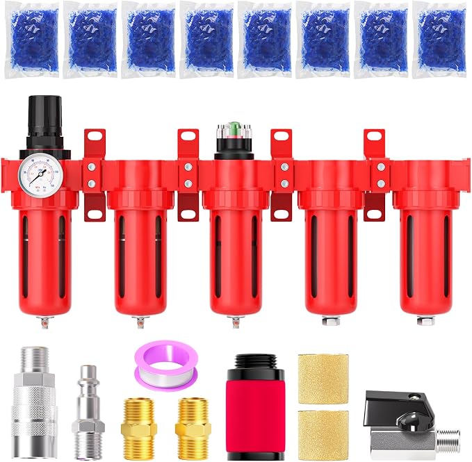 3/8" NPT Industrial Grade 5 Stage Aluminum Air Drying System, Double Coalescing by MEANLIN