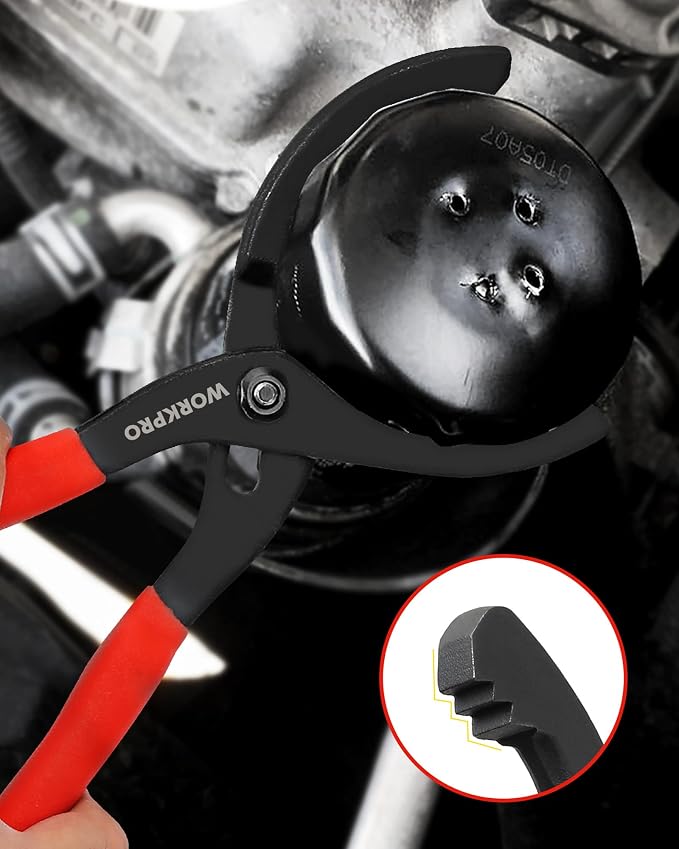 WORKPRO 2-Piece Oil Filter Wrench Set, 12” Adjustable Oil Filter Plier & 3-Jaw - Image 7