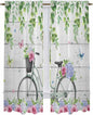 Spring Kitchen Curtains, Bicycles Botanical Rose Leaves Butterfly Wood Grain by Unknown
