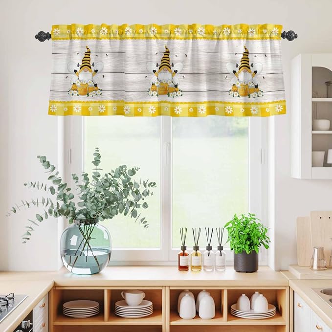 Yellow Gnomes Kitchen Curtains Set 3 Piece - Image 6
