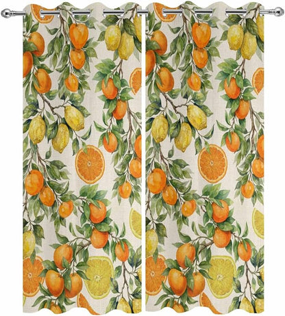 Lemons Yellow Orange Summer Plant Linen Outdoor Curtains - Image 9
