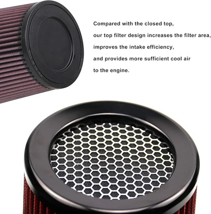 RYANSTAR RACING 76mm 3" High Flow Round Tapered Cone Cool Air Filter Cleaner - Image 5