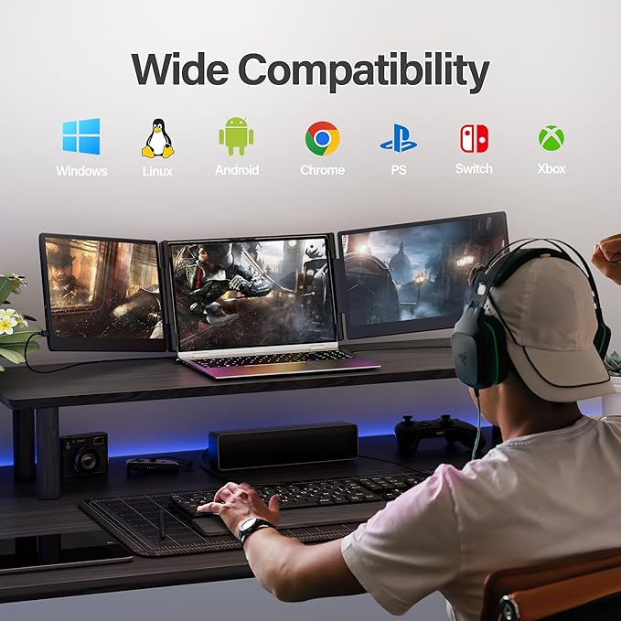 New Upgraded Laptop Screen Extender Portable Monitor, 1080P FHD IPS Screen, Monitor Extender for Laptop, Fit for 13-17" Laptops, Plug & Play Compatiable with Windows/Mac/Android/Switch (14 inch)