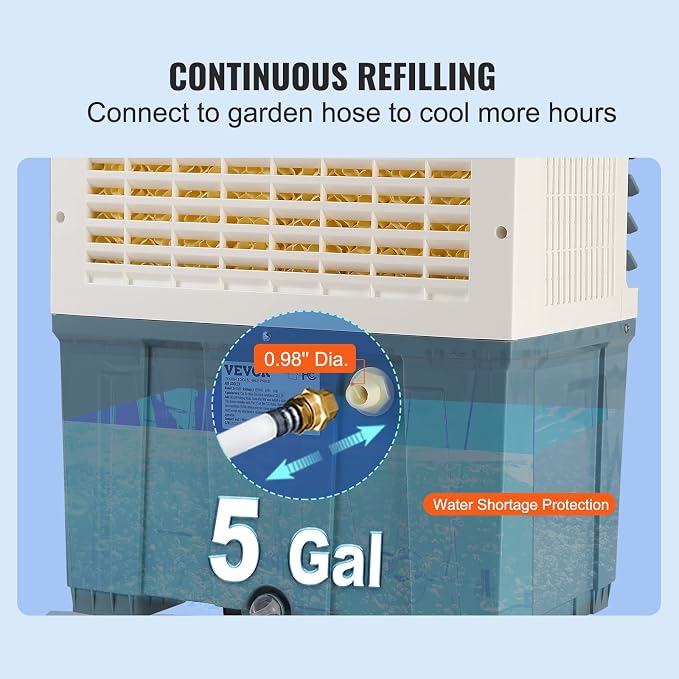 VEVOR Evaporative Air Cooler, 1400 CFM 11X31 inch Air Cooler, 3 Speeds Cooler - Image 5