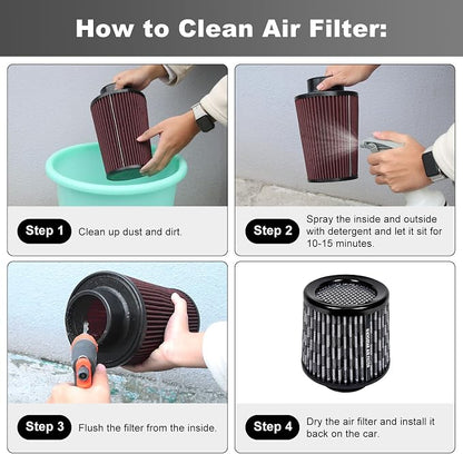 KYOSTAR Universal 3" High-Flow Air Filter, Reusable Cone Cold Air Intake - Image 5