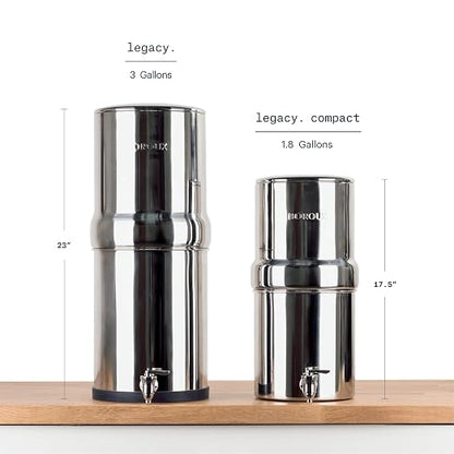 Boroux Compact Gravity-Fed Countertop Stainless Steel Water Filter System | 1.8 - Image 2