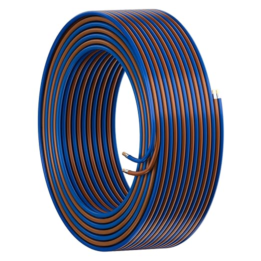 HiFind 16/2 Gauge AWG Car Audio Speaker Wire Cable 25 Ft, Professional Shielded OFC Zipper Wire, Transparent Soft PVC for Automotive Stereo HiFi Home Theater System, Subwoofer, Blue+ Brown