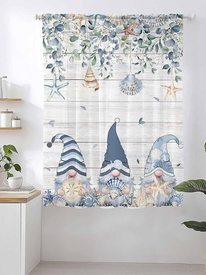 Sheer Curtains 63 Inch Length, Coastal Eucalyptus Leaf Semi Sheer Curtains - Image 2