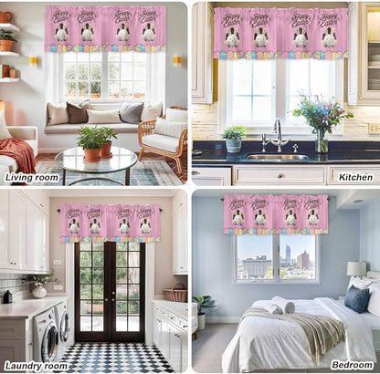 Pink Easter Curtain Valances for Windows, Kitchen Valance Window Treatment - Image 9