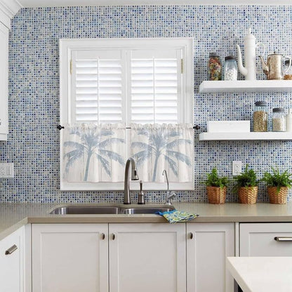 Summer Coconut Tree on Vintage Wood Grain Window Valance Curtains, Seaside - Image 9