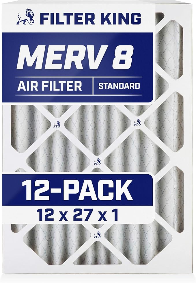 Filter King 12x27x1 Air Filter | 12-PACK | MERV 8 HVAC Pleated A/C Furnace by FilterKing