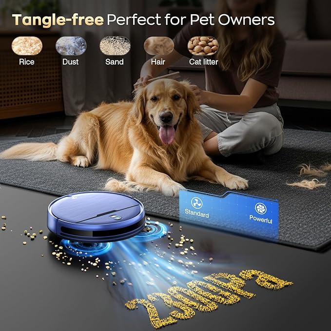 Robot Vacuum and Mop Combo, 2 in 1 Robotic Vacuums Cleaner with WiFi/App, Robot Vacuum with Water Tank, Strong Suction, Schedule, Self-Charging, Quiet, for Hard Floor, Pet Hair, Low Pile Carpet