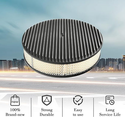 14 x 3 Inch Round Black Air Cleaner Kit Fully Finned Top - Image 4