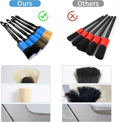 6pcs Car Detailing Brush Set-2pcs Boars Hair Car Detailing Brushes, Leather - Image 6