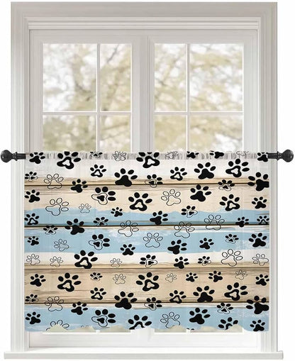Sheer Curtains 45 Inch Length, Vintage Farmhouse Rustic Wooden Grain Privacy by Unknown