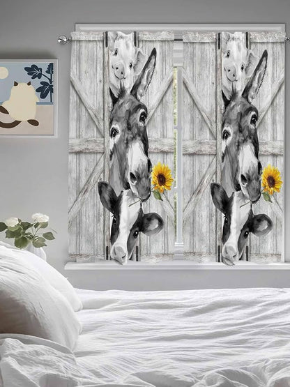 Grey Farmhouse Living Room Curtains 72 Inches Length, Vintage Sunflowers - Image 5