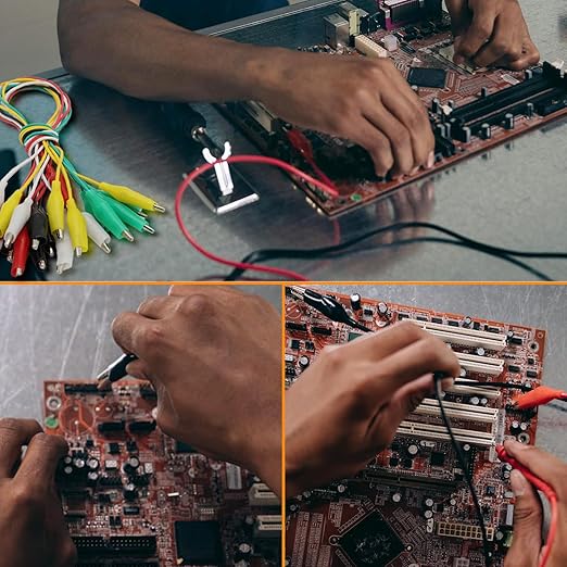 50PCS Crocodile Alligator Clips Electrical, 5 Colors Test Leads & Probes by Dual Ended Insulated Jumper Wires Testing Soldered and Stamping for Circuit Connection Current Voltage Multimeter Experiment