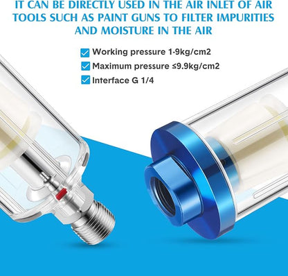 Pack of 6 Small Water Oil Separator Filter 1/4 Inch NPT Inlet and Outlet Air - Image 4