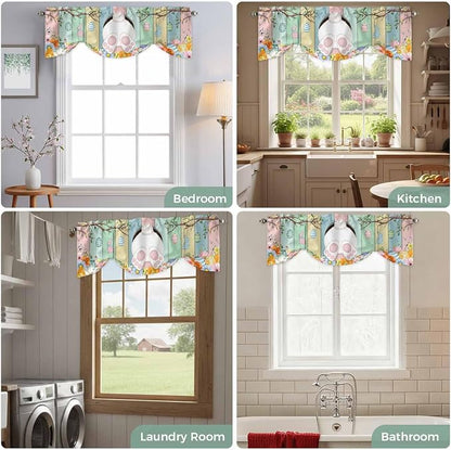 Easter Tie Up Valance Curtains for Windows, Kitchen Curtains Window Shades - Image 8