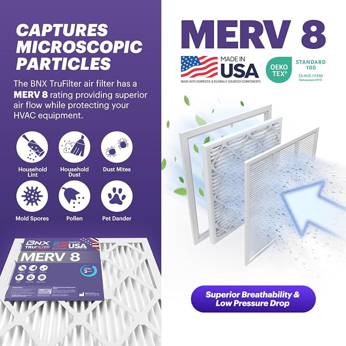 BNX TruFilter 16x20x2 Air Filter MERV 8 - Image 2