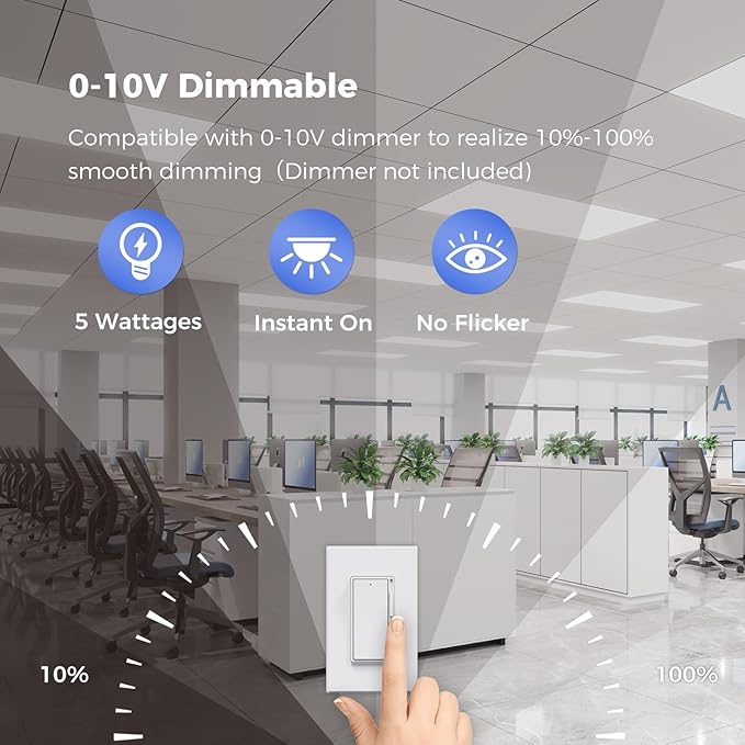 AIKVSXER 12 Pack 2x4 LED Flat Panel Light, 9100LM Bright Office Kitchen Ceiling Light Fixtures,Dimmable Flush Mount Ceiling Light Panel,Switchable 3000K/4000K/5000K/5700K/6500K, 30W/40W/50W/60W/70W