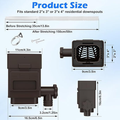 WADEO Rainwater Collection System, Downspout Diverter Fits - Image 6