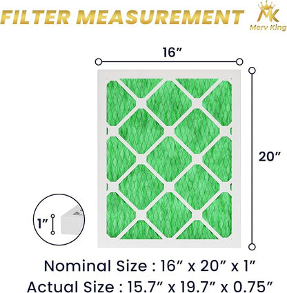 MervKing 16x20x1 Air Filter Actual Size: 15.7" x 19.7" x 0.75" MERV 13 MPR - Image 2