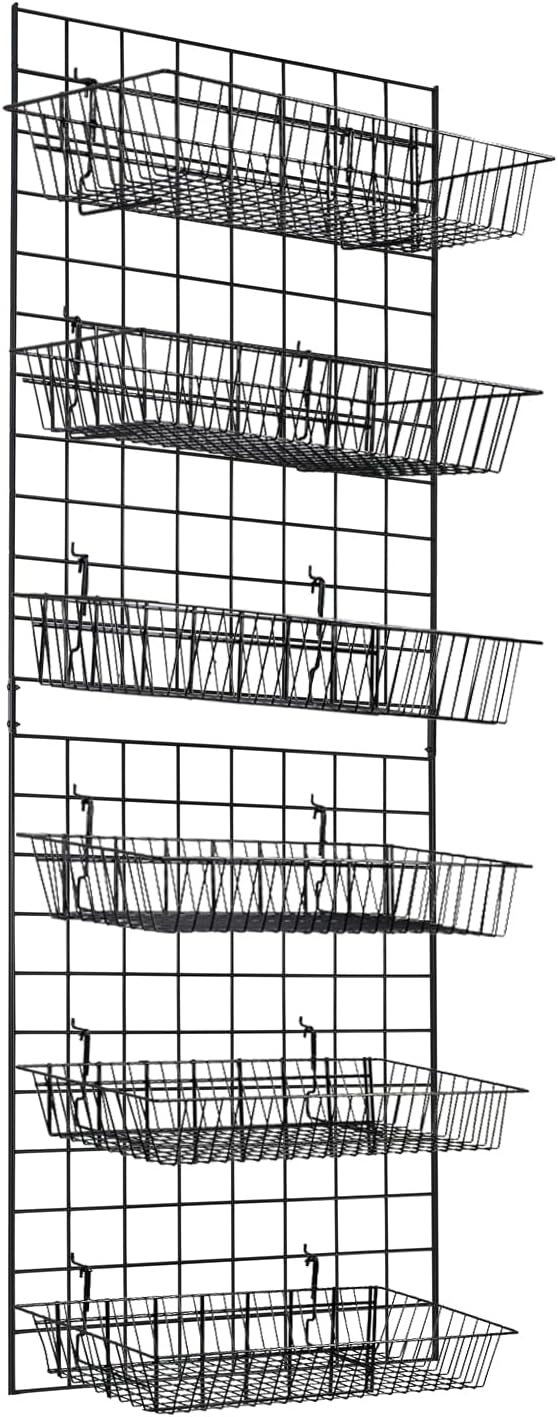 7RiversART Grid Wall Commercial Grade Gridwall Panels – Heavy Duty Grid Panel for Any Retail Display Wall Grid 2' Width x 7' Height, Black (Pack of 4) Easily Portable