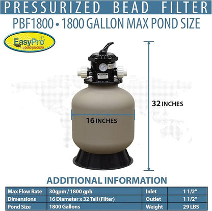 EasyPro PBF1800 Pressurized Bead Filter - Image 3