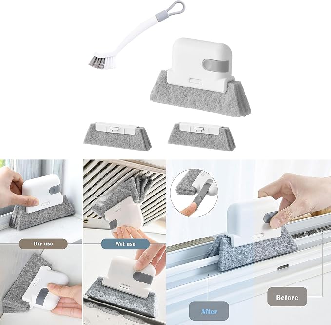2 in 1 Window Brush Wet and Dry Brushes Window Grooves Scrubber Tools Set Door - Image 2