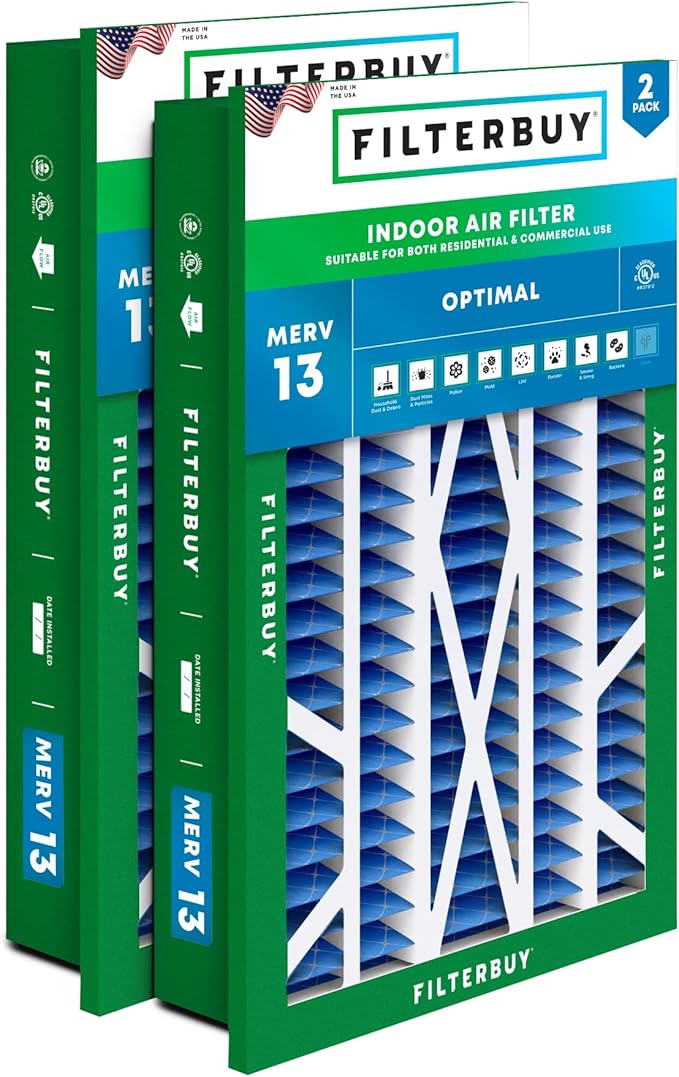 Filterbuy 16x25x5 Air Filter MERV 13 Optimal Smoke & Allergy Defense, by Filterbuy