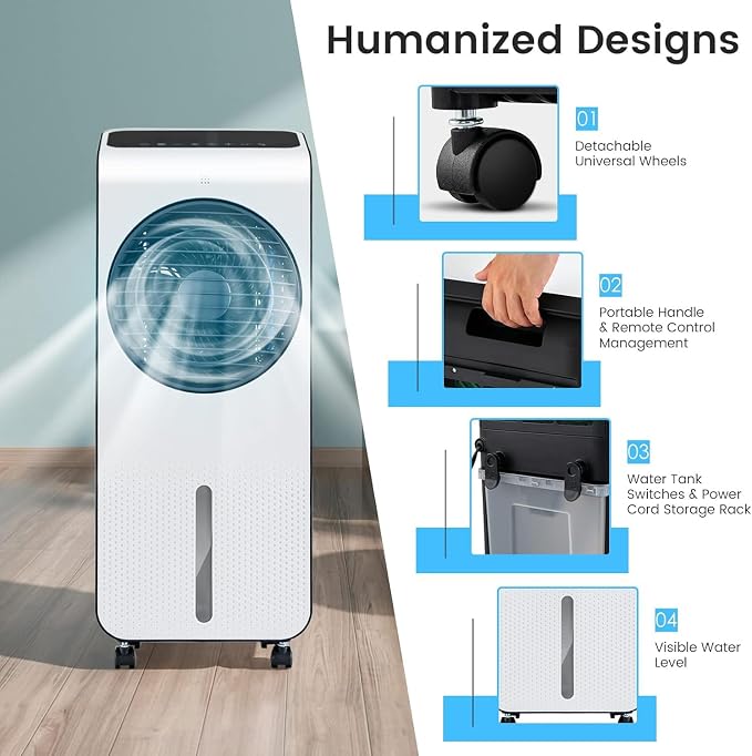 ARLIME Evaporative Air Cooler, 3-in-1 Portable Air Conditioner, AC Fan w/ 3 - Image 9