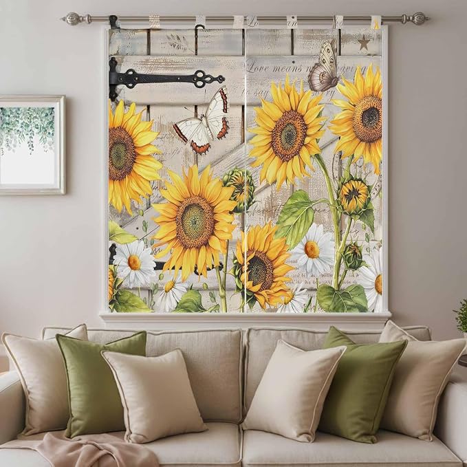 Farm Flowers Bathroom Curtains 63 Inch Length, Window Curtains Tab Top - Image 9