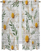 Spring Daisy Kitchen Curtains, Farmhouse Country Flower Leaf Plant Wood Grain by Unknown