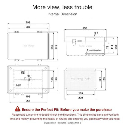 QILIPSU Junction Box IP67 Waterproof Plastic Electrical Enclosure Outdoor - Image 6