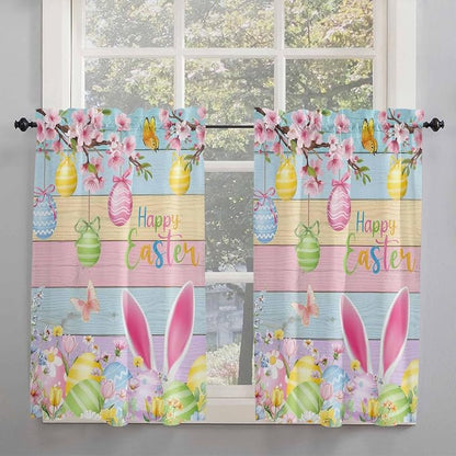 Colorful Easter Tier Curtains 45 Inches Long, Spring Watercolor Bunny Egg - Image 2